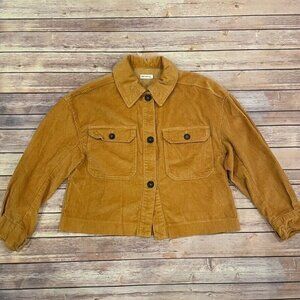 Avec Les Filles Cropped Oversized Corduroy Jacket Mustard Yellow Brown